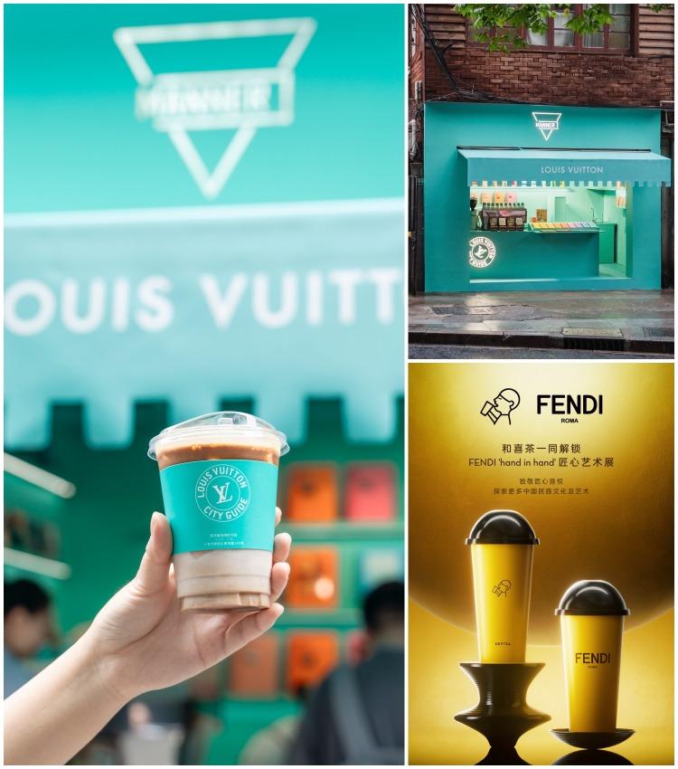 今年喜茶與FENDI聯名,LV也跟Manner Coffee等三家咖啡館合作。(圖片來源:MANNER官微@微博、喜茶@微博)