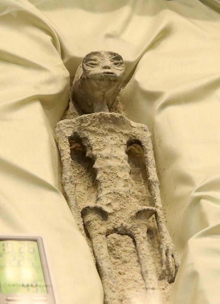 墨西哥國會展出據稱是外星人遺骸。(路透社)