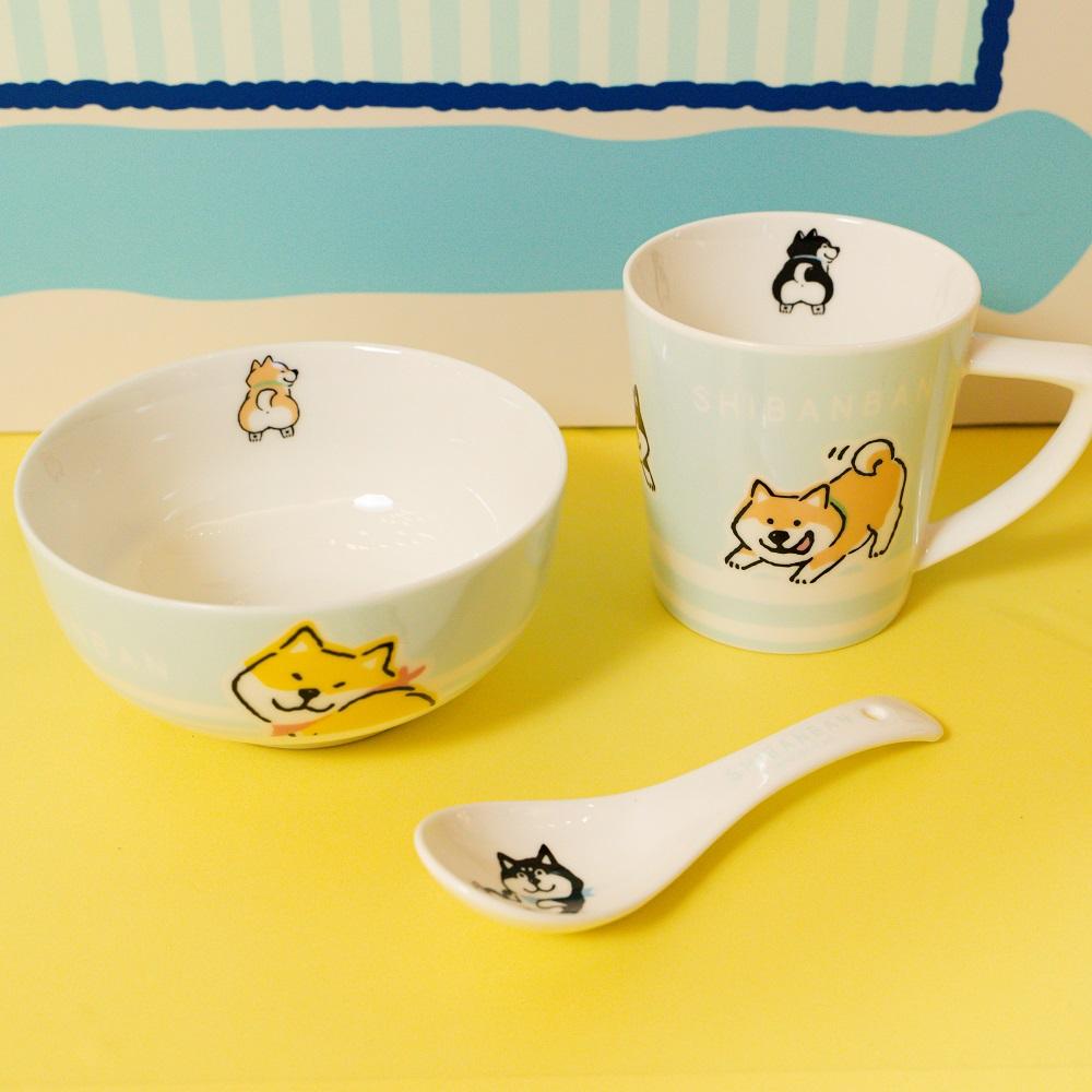 其他精品--微笑柴犬3P套裝(5吋陶瓷碗及320毫升陶瓷杯及5.5吋匙)