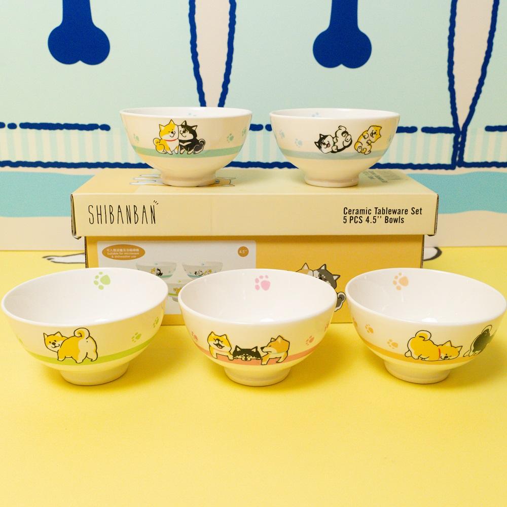 其他精品--微笑柴犬5P 4.5吋陶瓷碗套裝
