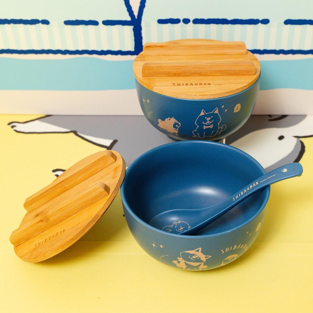 其他精品--微笑柴犬6吋湯碗連竹蓋及7吋匙套裝