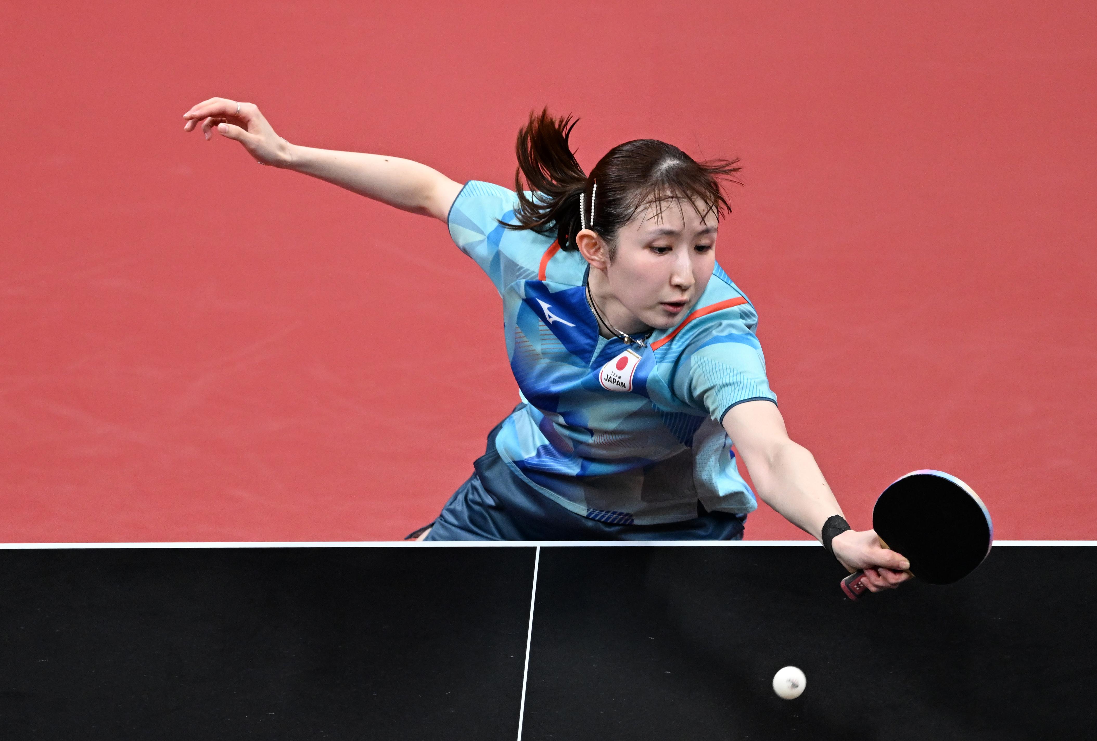 日本隊王牌早田希娜。(圖/新華社)