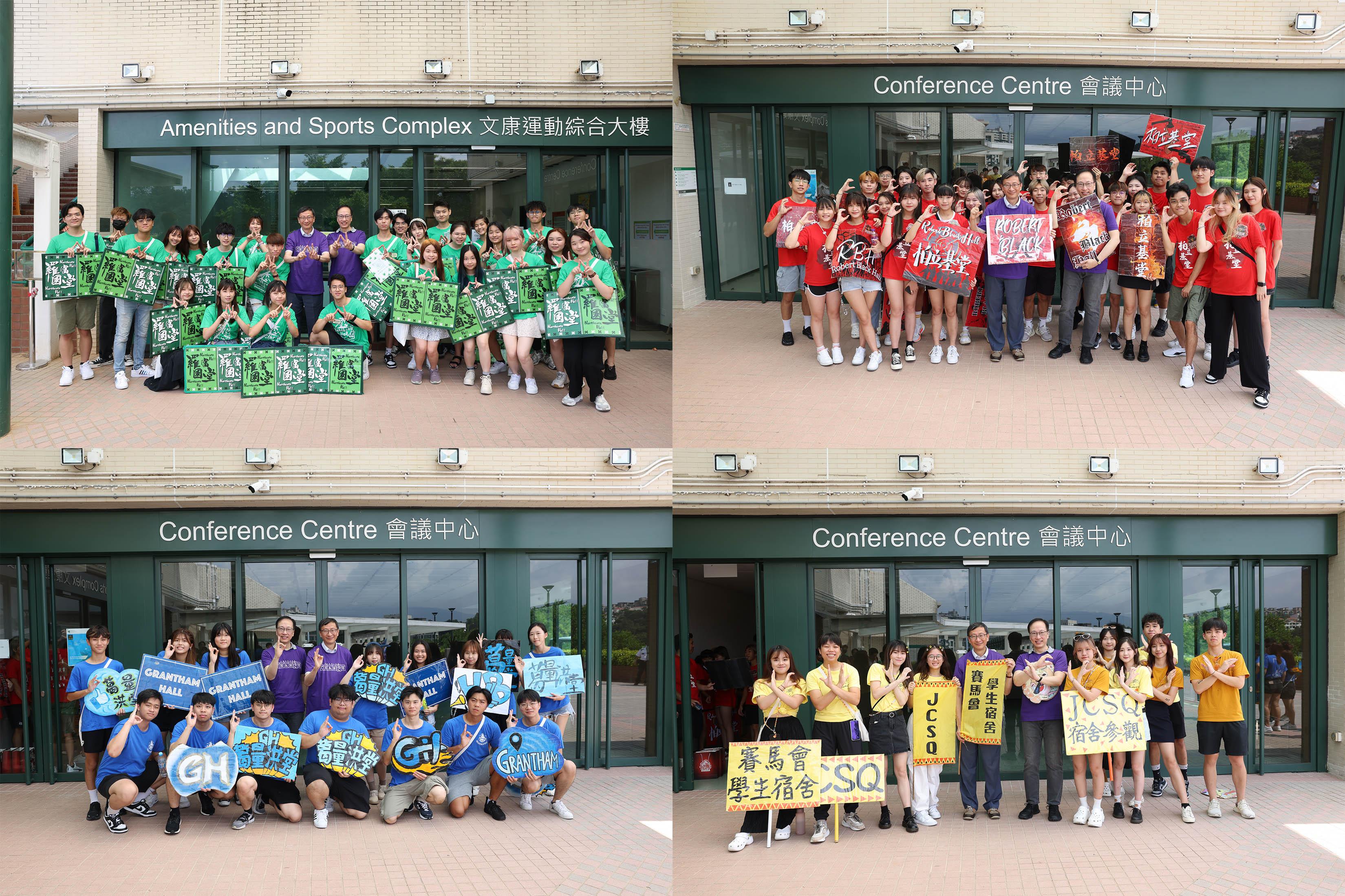 李子建早前參與迎新活動,與學生拍照留影(教大提供圖片)