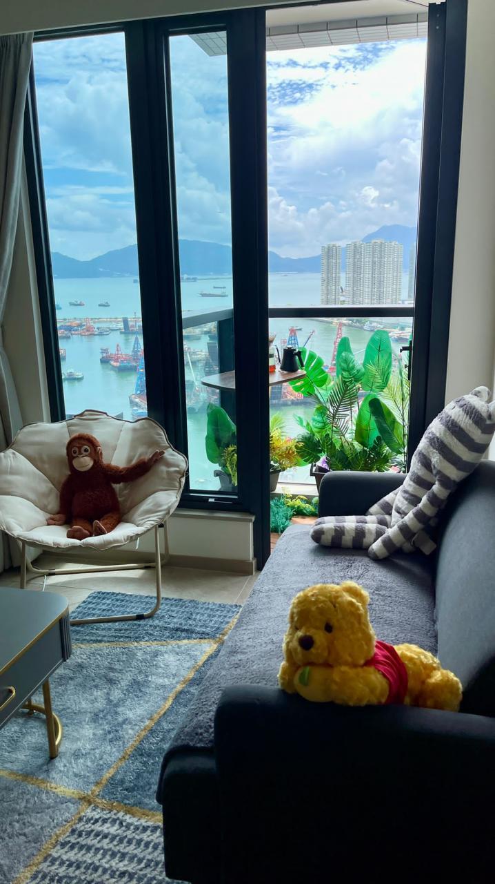 客廳外接小露台,空氣份外流通。