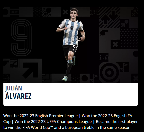 FIFA世界足球先生候選名單|祖利安艾華利斯(阿根廷、曼城)