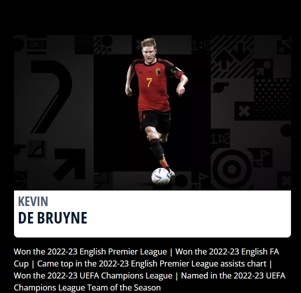 FIFA世界足球先生候選名單|奇雲迪布尼(比利時、曼城)