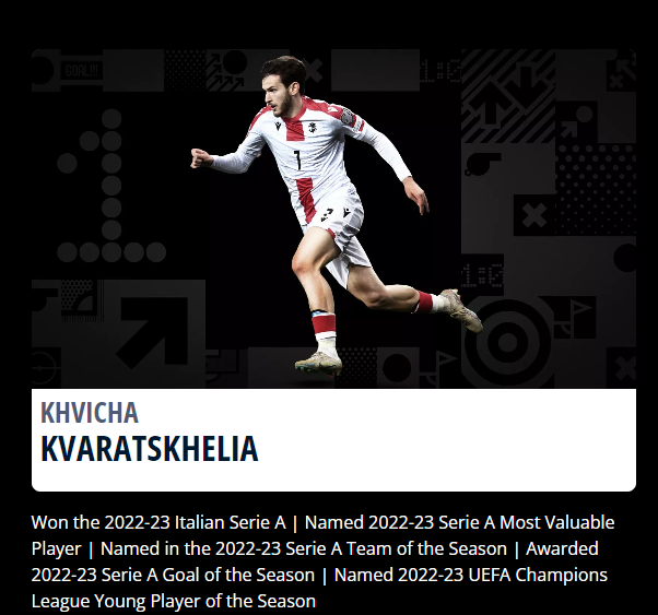FIFA世界足球先生候選名單|基華拉斯基利亞(格魯吉亞、拿玻里)