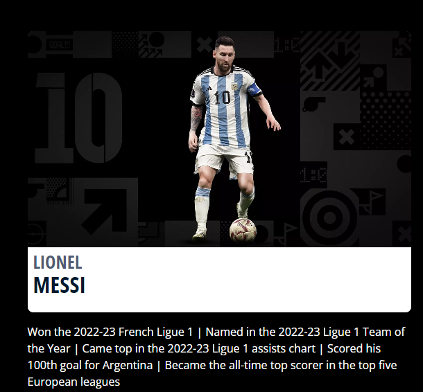 FIFA世界足球先生候選名單|美斯(阿根廷、國際邁亞密)