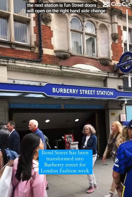 移民英國|站外顯示該站臨時改名為「Burberry Street」。(互聯網)