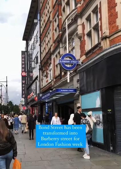 移民英國|站外顯示該站臨時改名為「Burberry Street」。(互聯網)