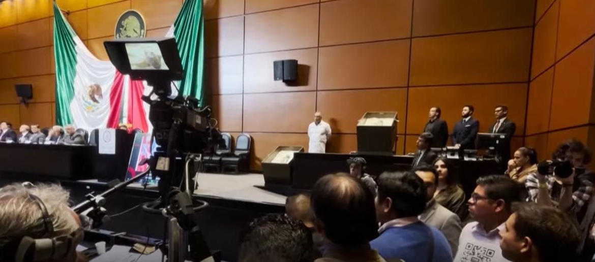 外星人遺骸|墨西哥國會日前公開兩具「非人類遺骸」,被指是外星人。(互聯網)