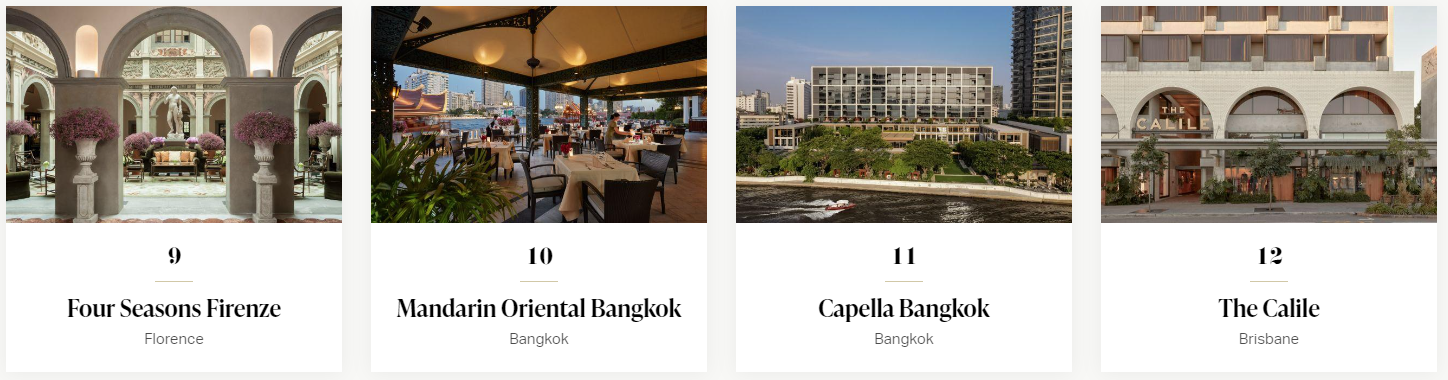 全球50最佳酒店名單9-12。