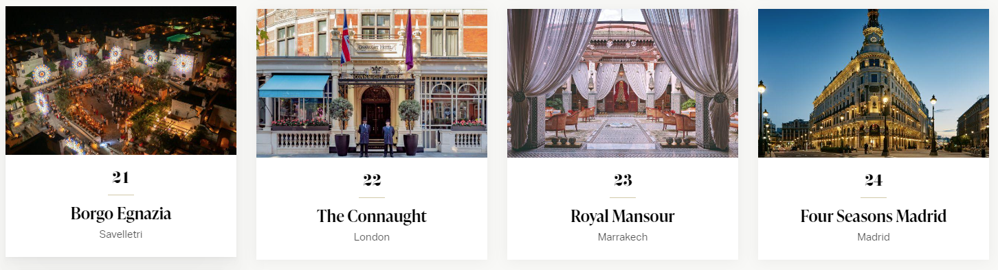 全球50最佳酒店名單21-24。