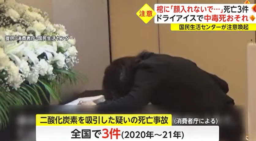 乾冰|日本近期有3人在瞻仰遺容後死亡,其中兩個的臉當時湊近棺木。圖為模擬圖。(互聯網)