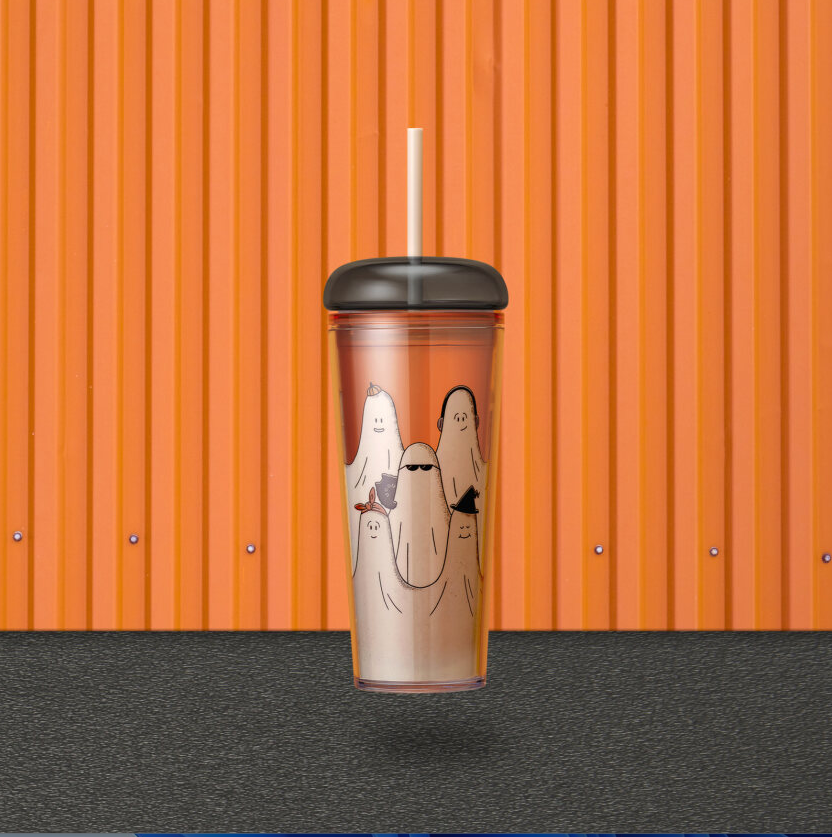 16oz 小鬼幽靈與蝙蝠裝灰色小貓凍杯 HK$180 / MOP$190