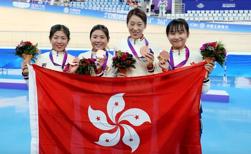 香港單車隊於杭州亞運場地單車女子團體追逐賽獲得銅牌