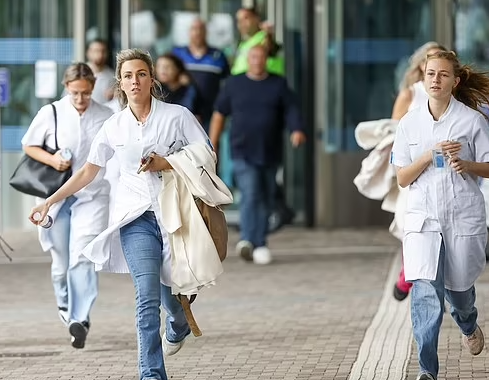 事發後大學醫院有不少人逃跑 (網上圖片)