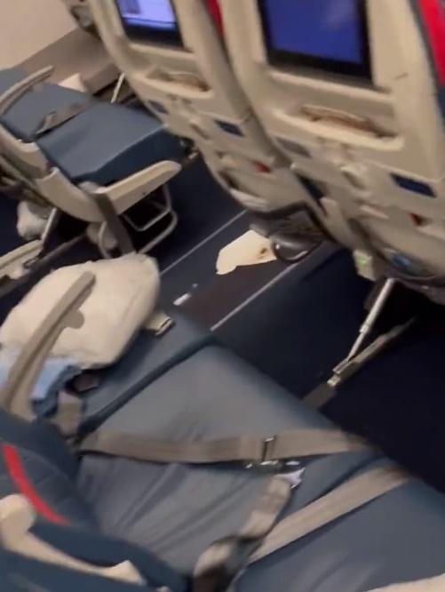 機艙逾10米屎道畫面震撼曝光。(X)