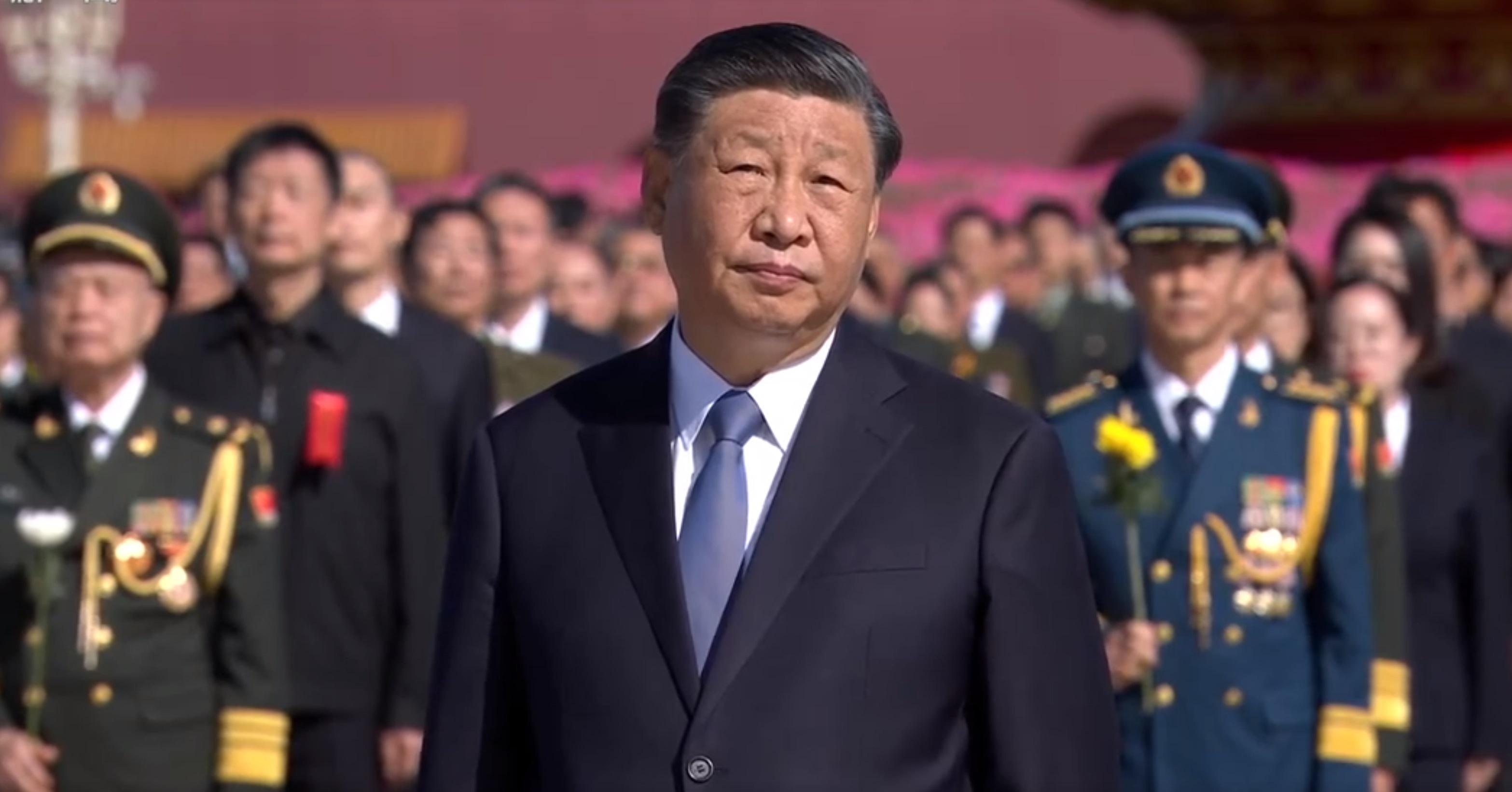 今日是中國國家烈士紀念日,中國國家主席習近平等早上出席紀念儀式。(央視截圖)