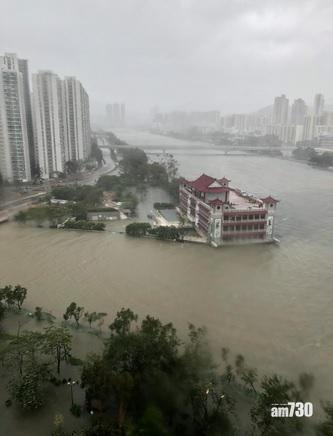 山竹颱風對香港破壞嚴重,城門海氾濫。(資料圖片)