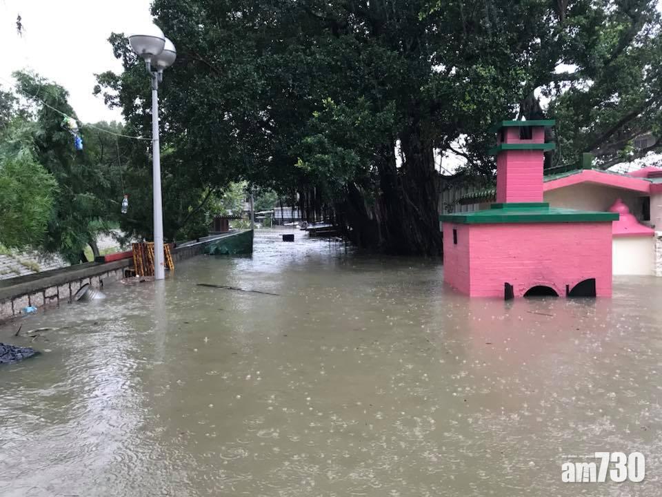 山竹颱風對香港破壞嚴重,大澳水位急漲,太平街水深及腰。(資料圖片)
