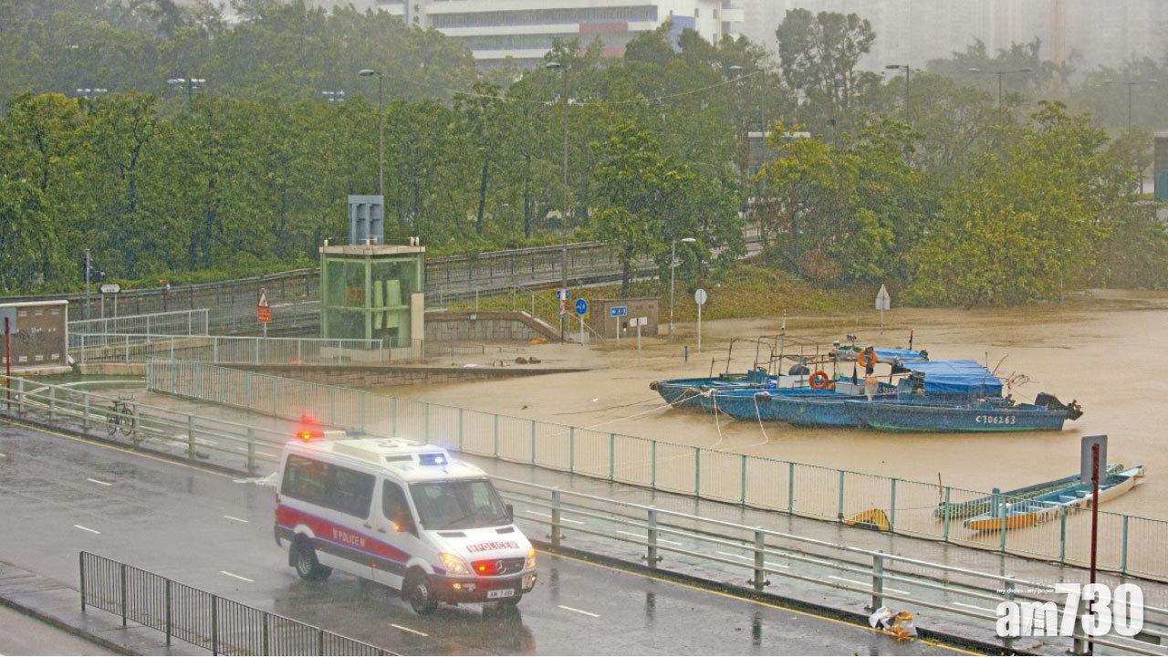 山竹颱風令大埔區水浸嚴重。(蘇文傑攝,資料圖片)