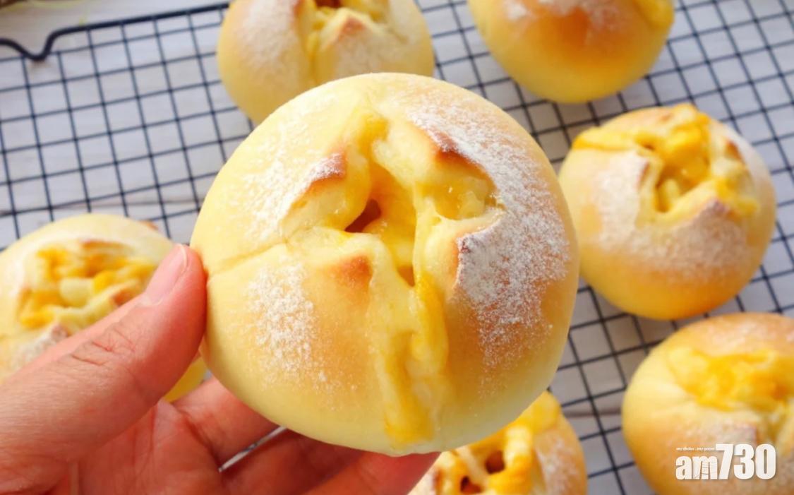 麵包食譜5:爆漿煙肉軟包趁熱食的話會看到爆漿效果。