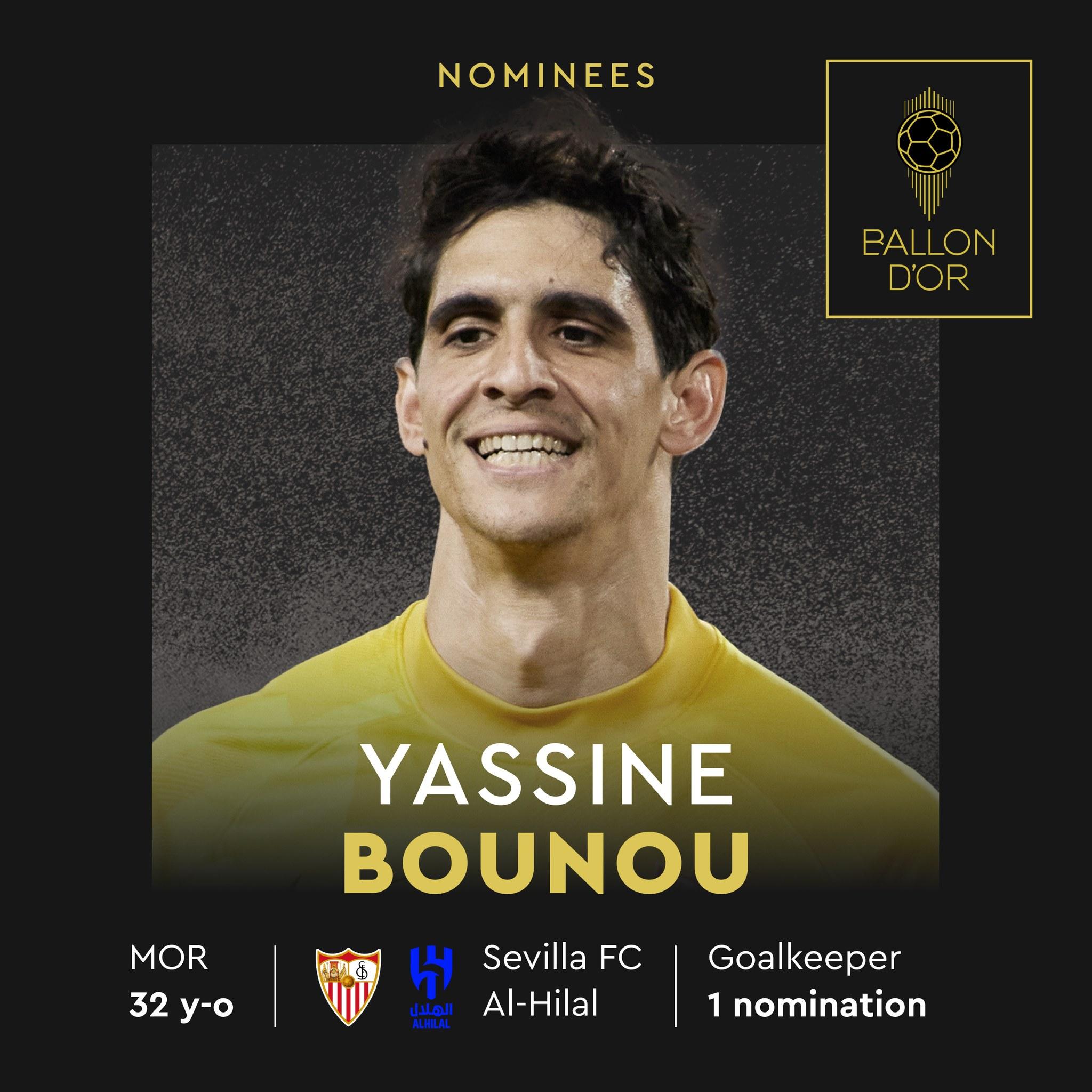 金球獎2023|耶辛尼保奴(希拉爾、摩洛哥)列入圍名單。(France Football FB)