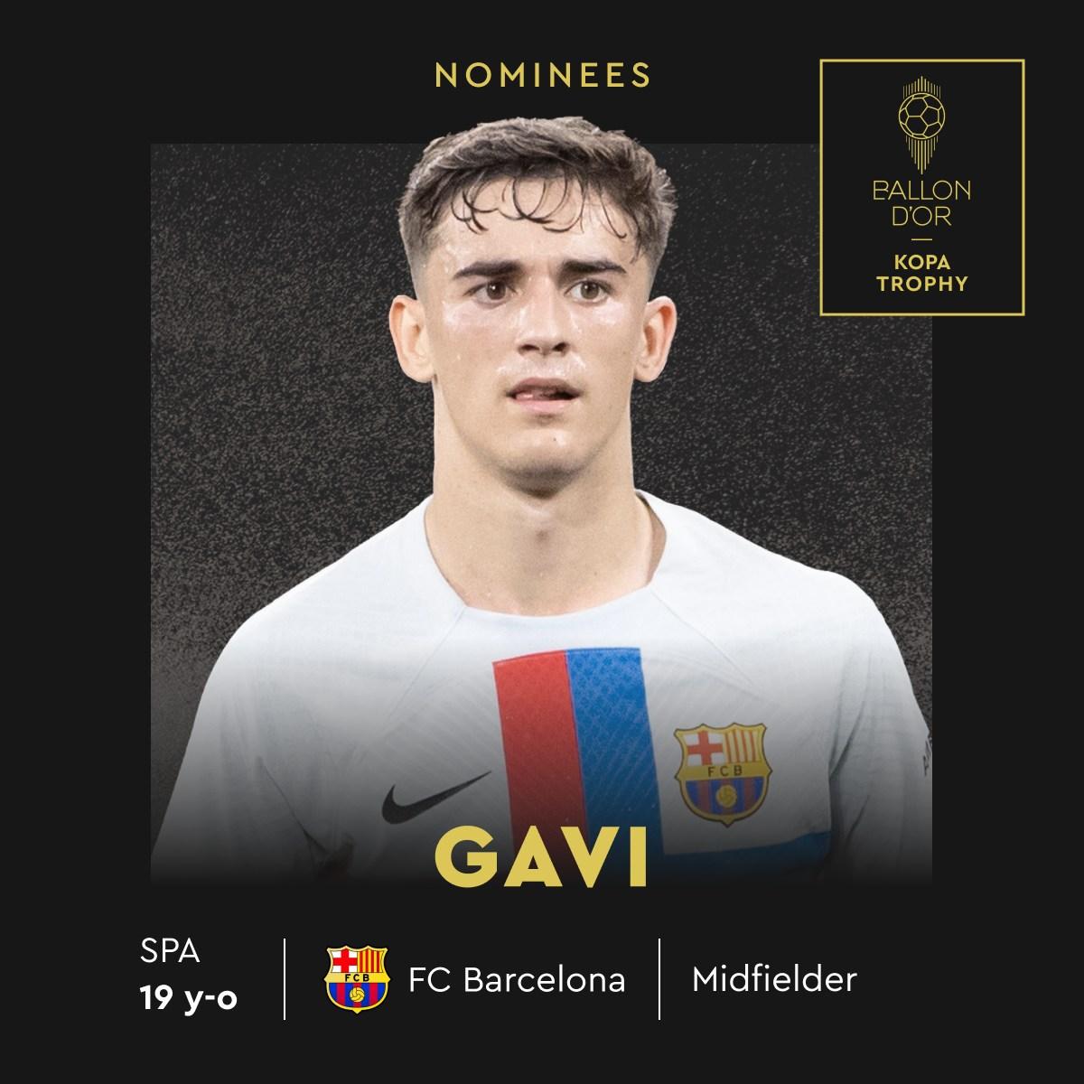 歐洲金童獎候選名單,巴塞隆拿的小將加維(Gavi)。(France Football FB)