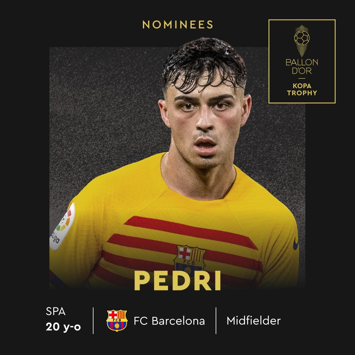 歐洲金童獎候選名單,巴塞中場柏迪(Pedri)。(France Football FB)