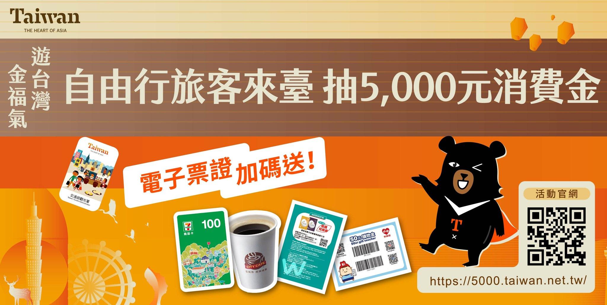 台灣自由行$5000消費金 9月15日起加碼送!