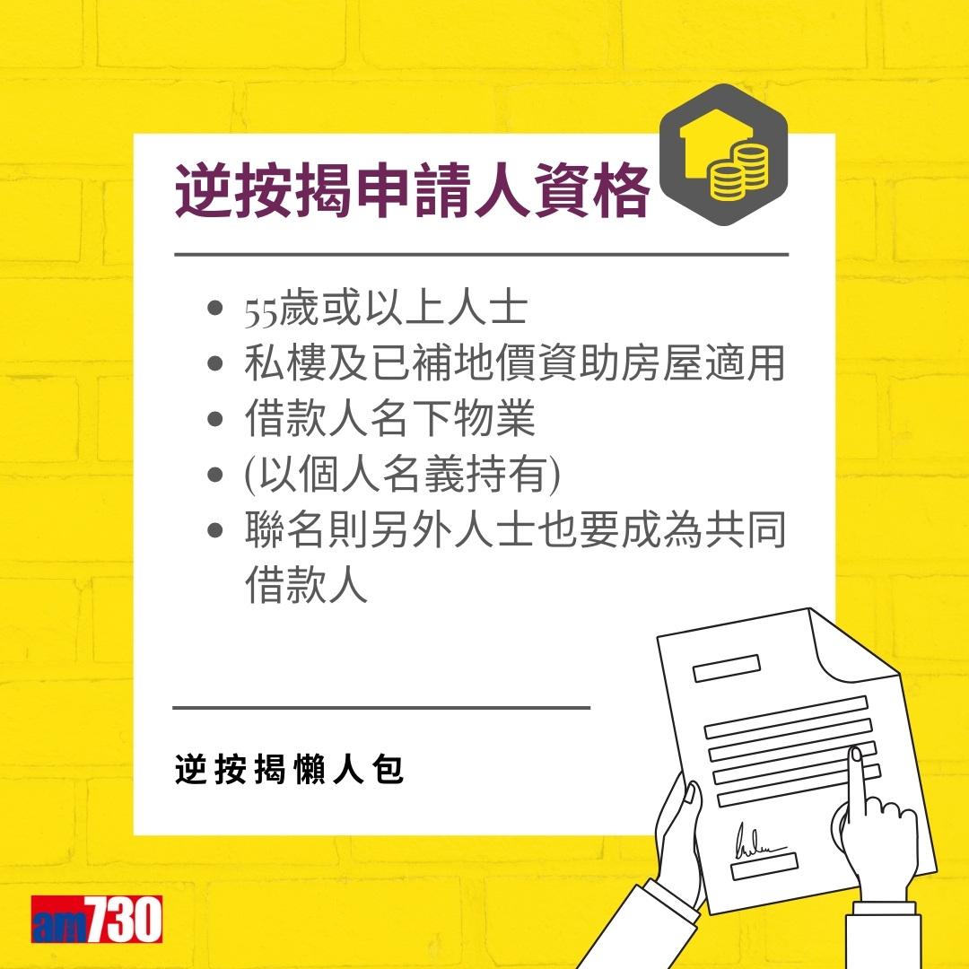 逆按揭|安老按揭申請資格(am730製圖)