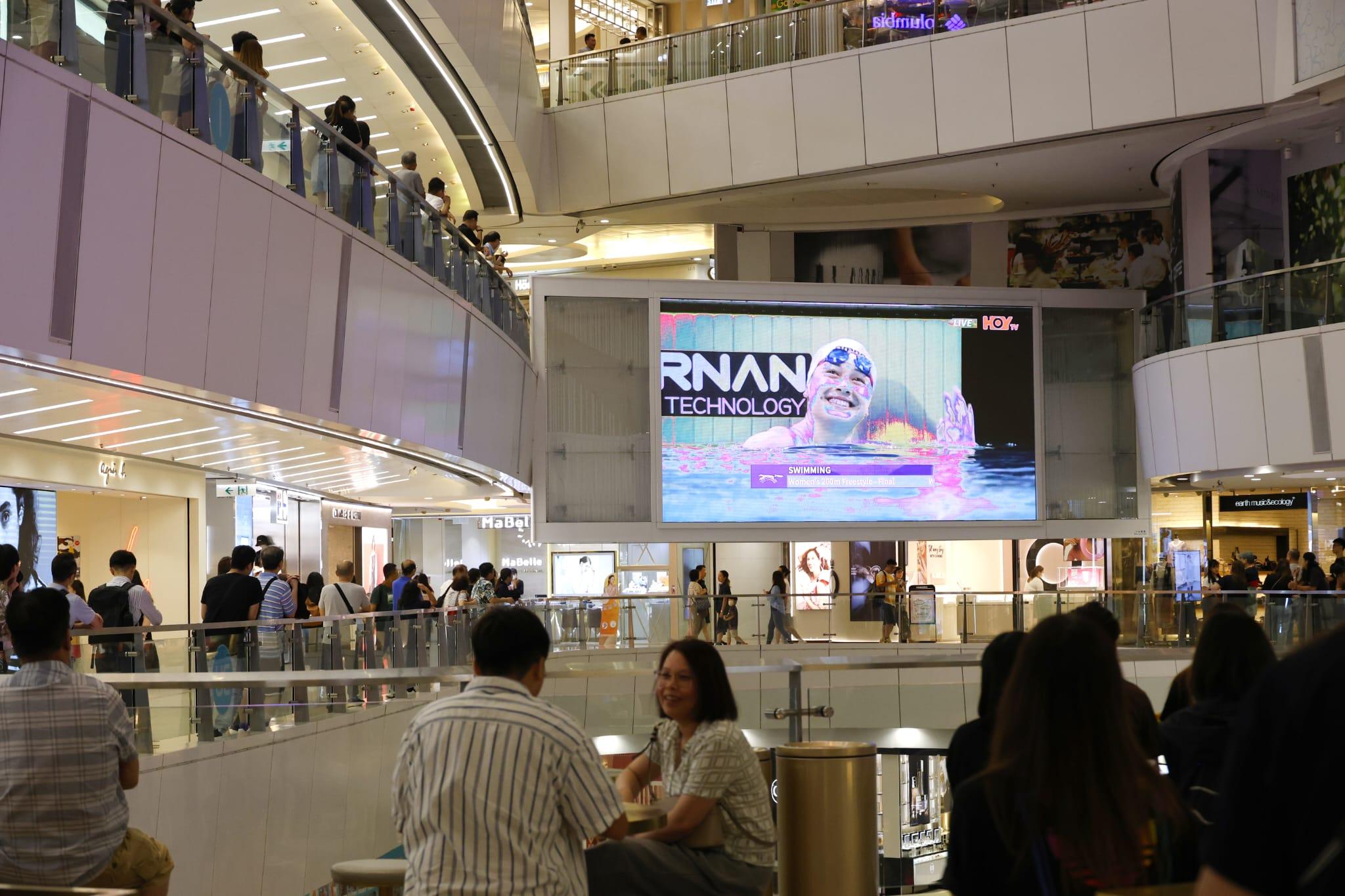 APM商場直播何詩蓓游泳決賽(林俊源攝)