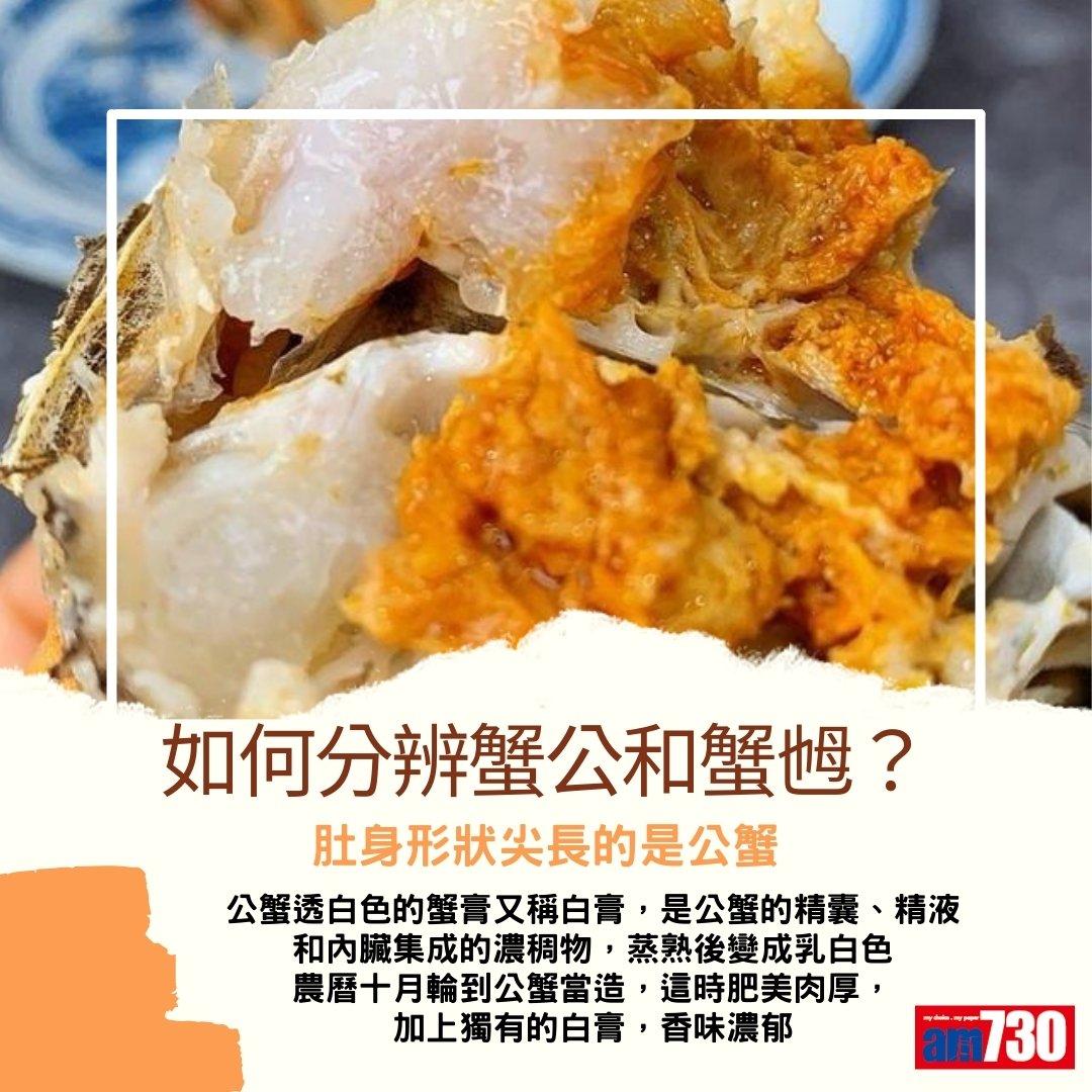 大閘蟹季節來臨,公乸分別及禁忌(am730製圖)