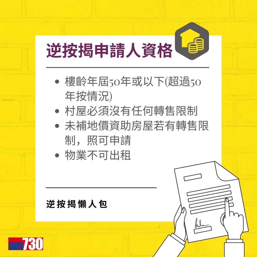 逆按揭|安老按揭申請資格(am730製圖)
