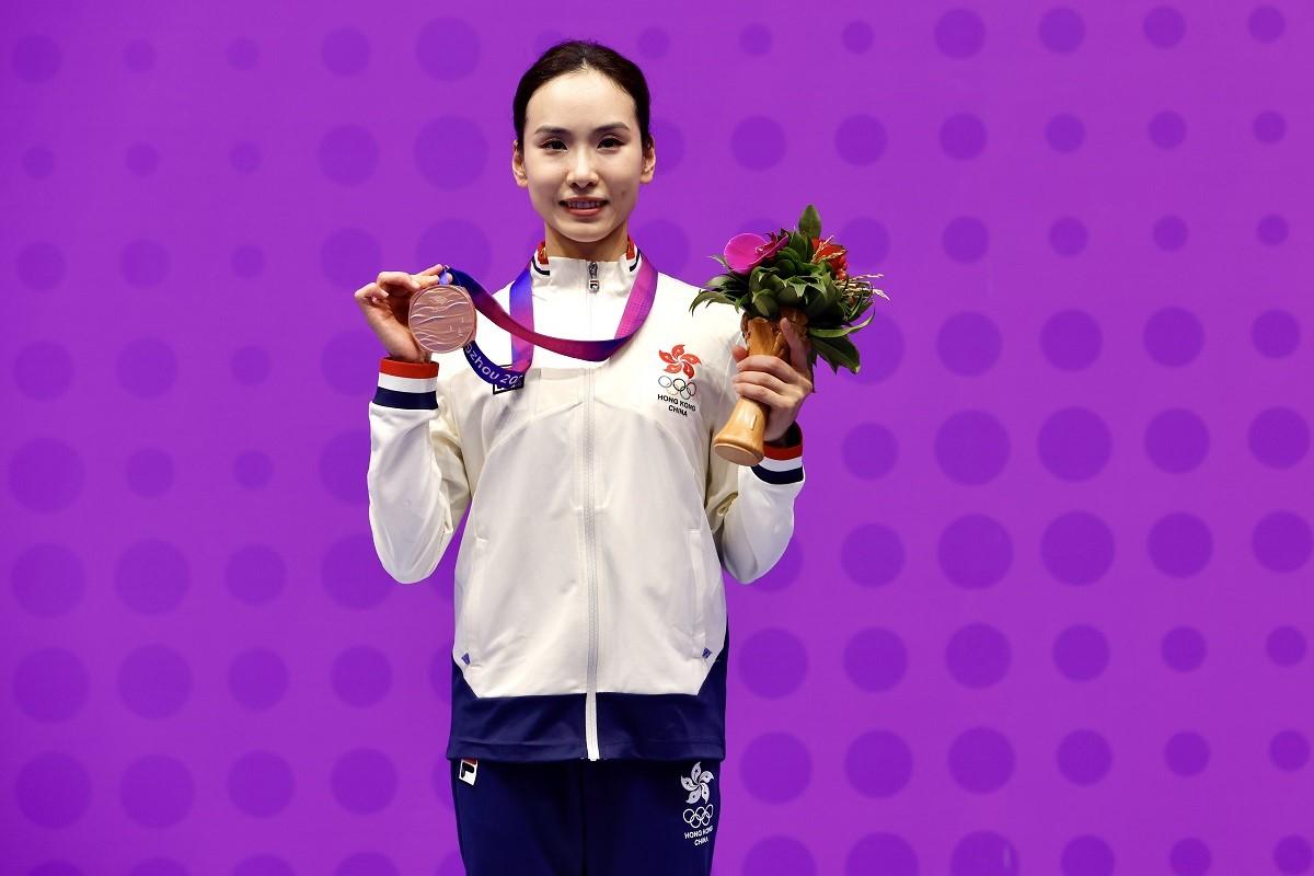 陳穗津在女子太極拳太極劍全能項目奪得銅牌。(港協暨奧委會提供)