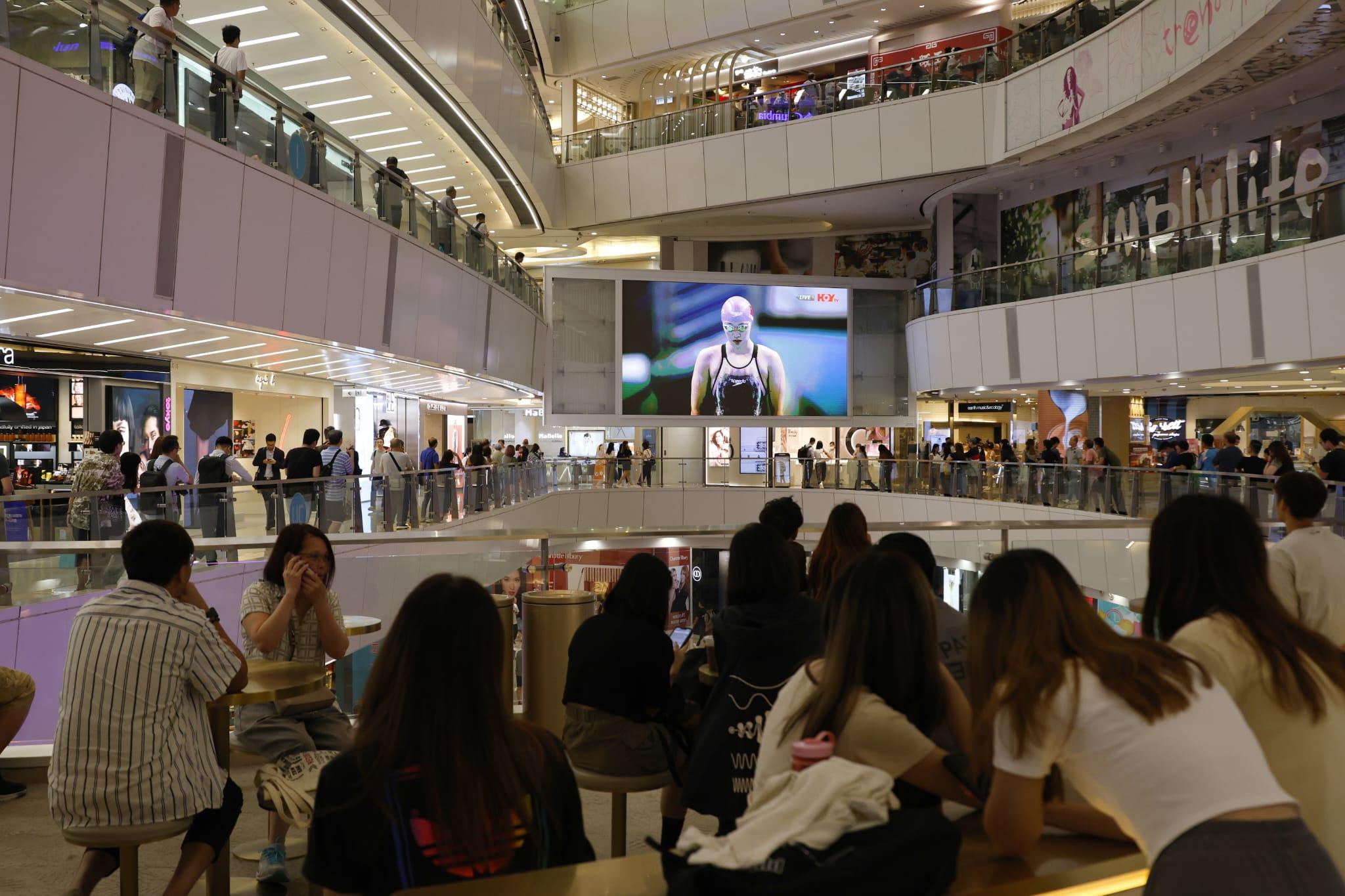 APM商場直播何詩蓓游泳決賽(林俊源攝)