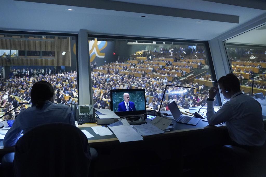 拜登周二在聯合國大會發言。(美聯社)