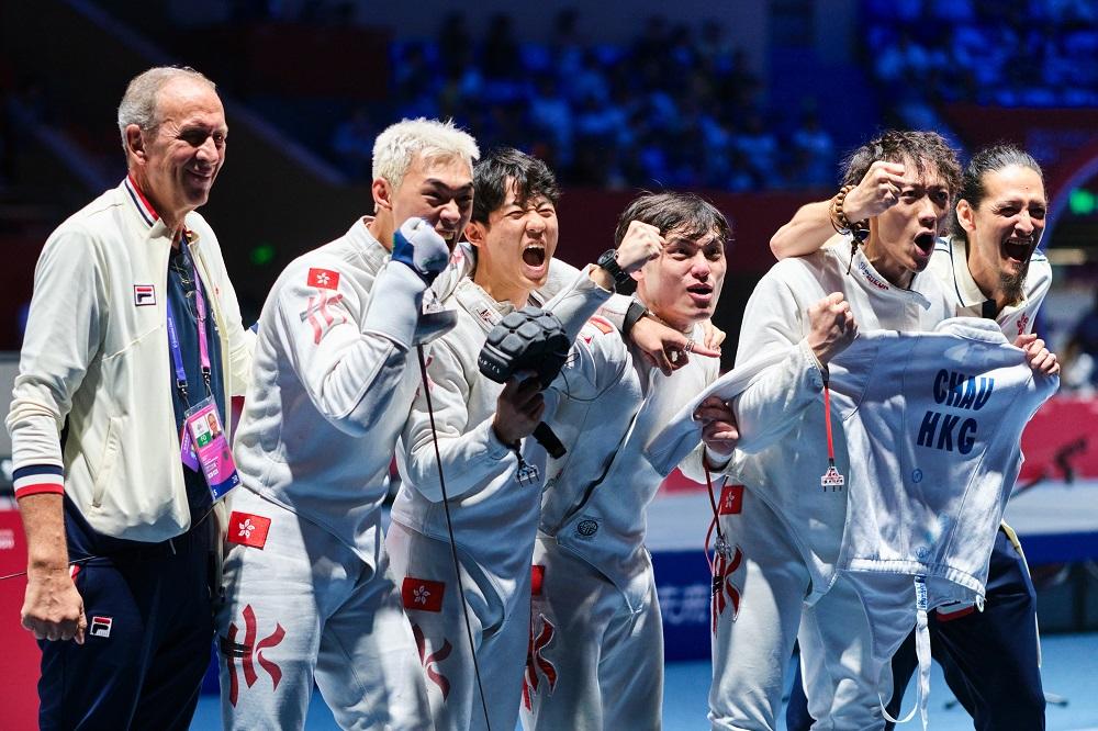 香港重劍男團再為港隊增添獎牌。(港協暨奧委會圖片)