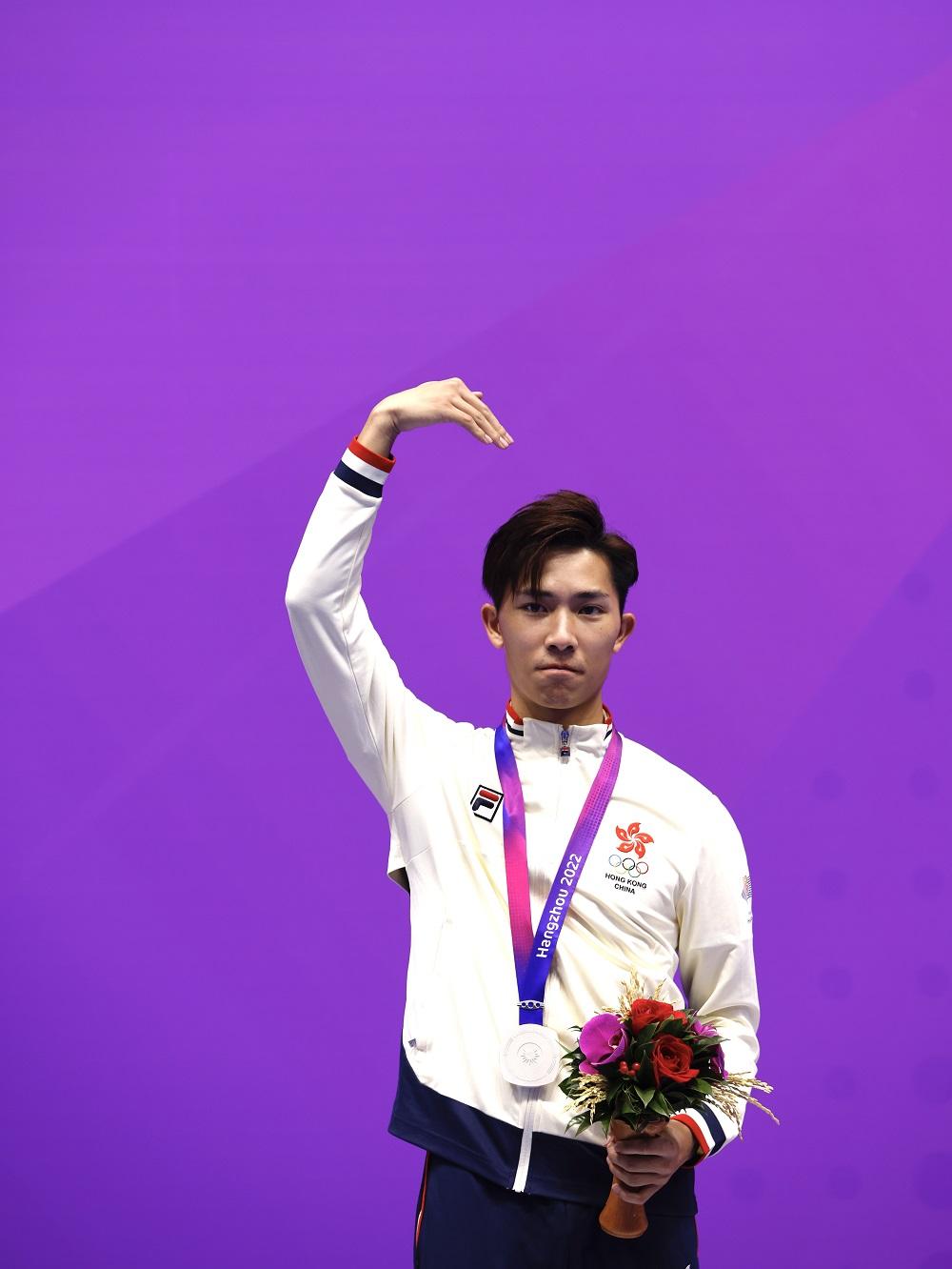 許得恩在太極拳太極劍項目奪得銀牌。(港協暨奧委會圖片)