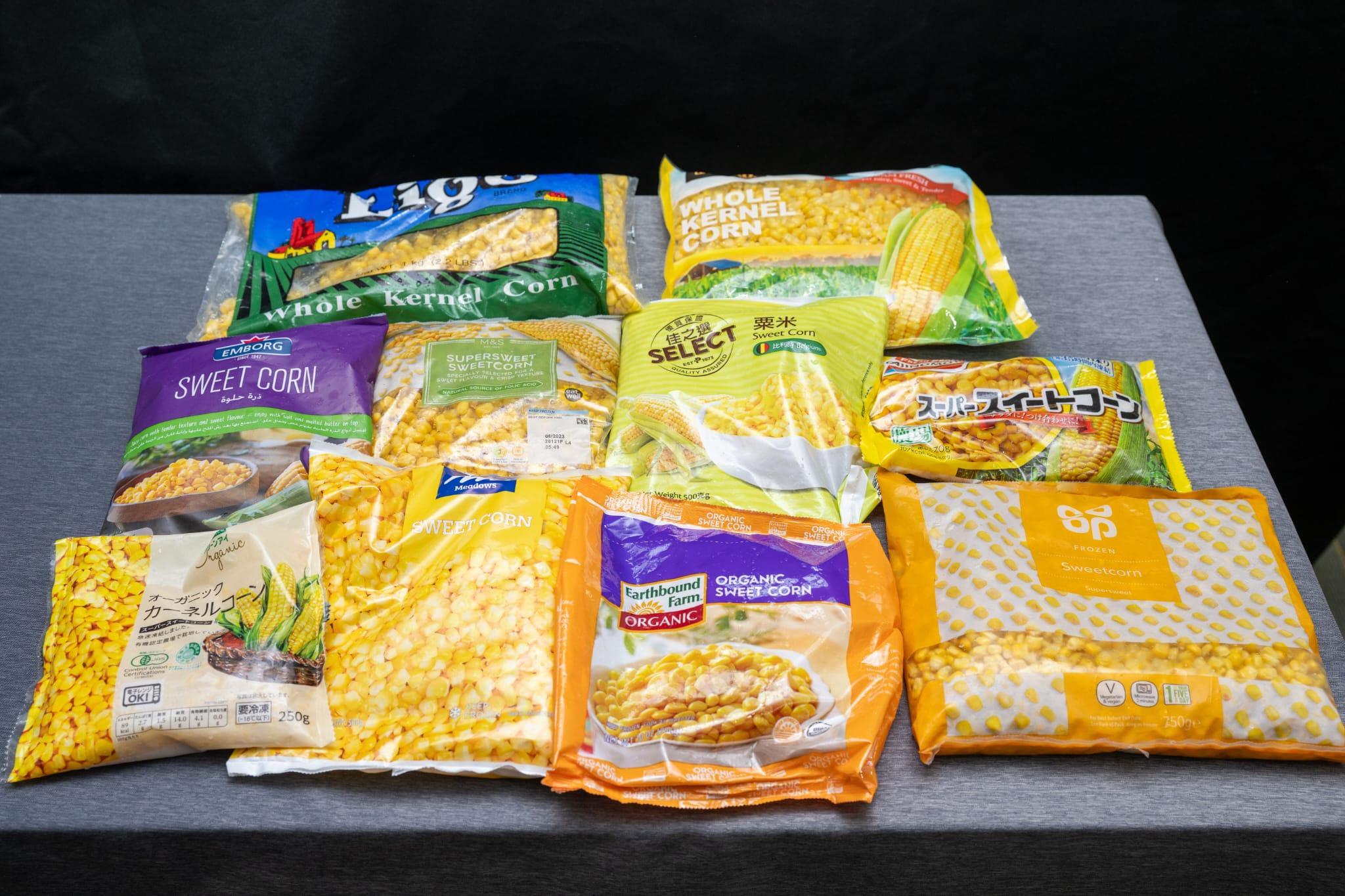 馬莎冷凍甜粟米粒及豌豆粒樣本總評最低分。(陳奕釗攝)