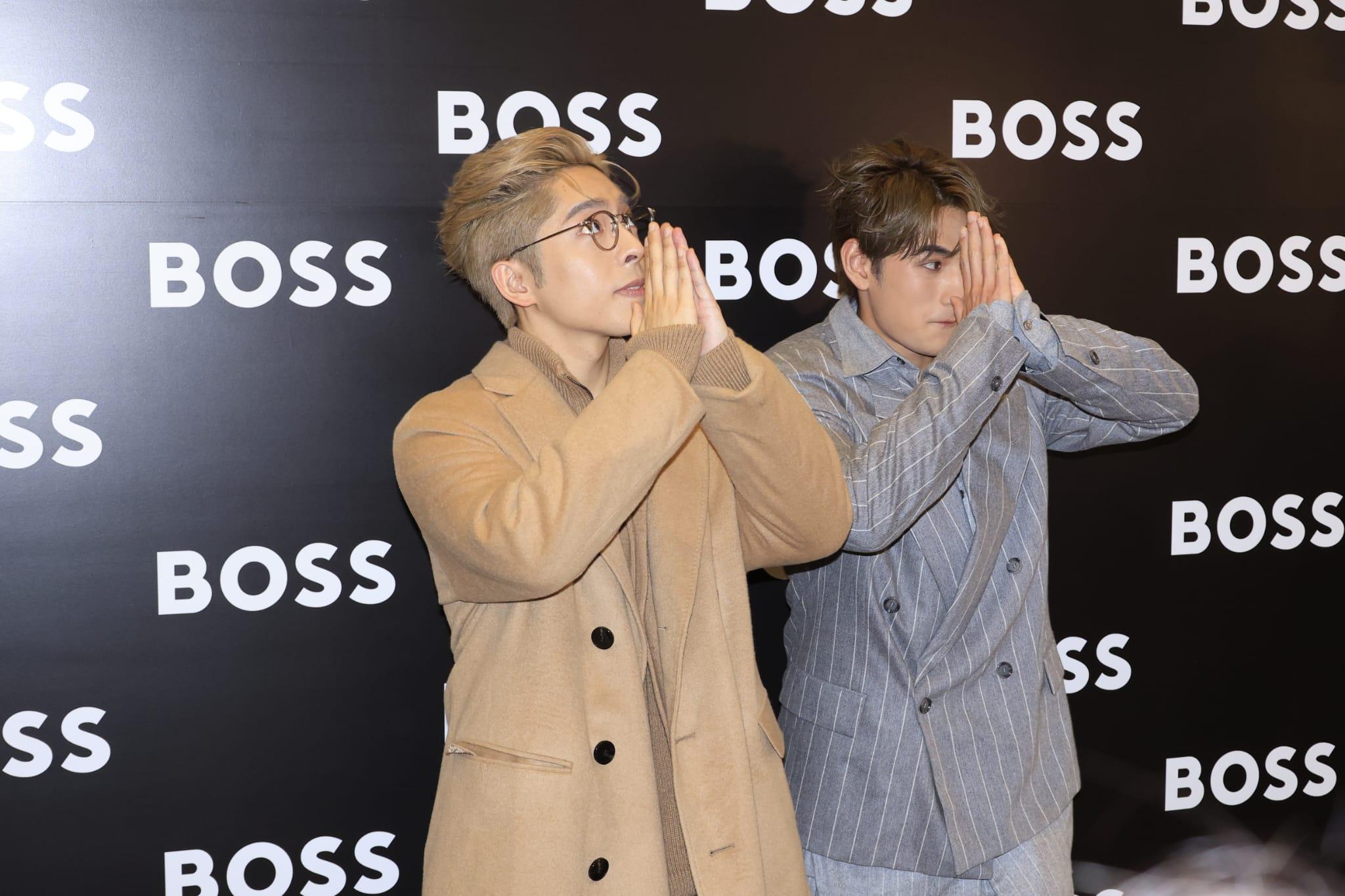 Edan與Jeffrey出席時裝品牌活動,兩人多謝守候現場的fans。(林俊源攝)