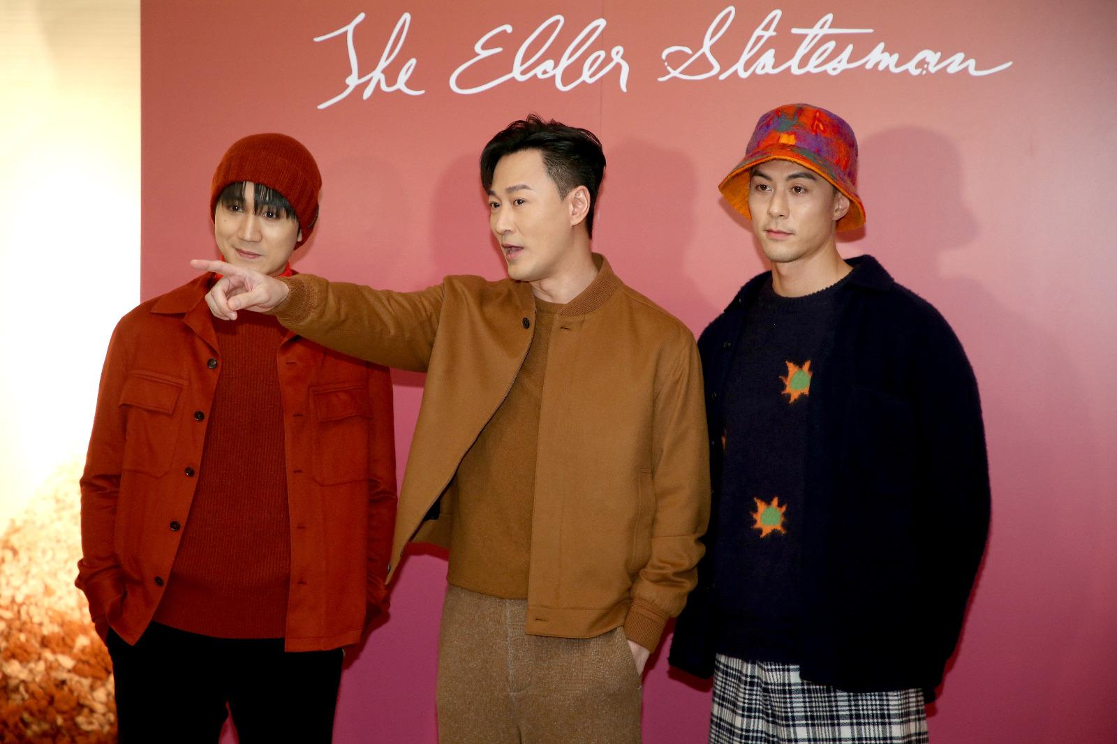 林峯與吳肇軒、朱鑑然今日出席時裝品牌公開活動。(董立華攝)