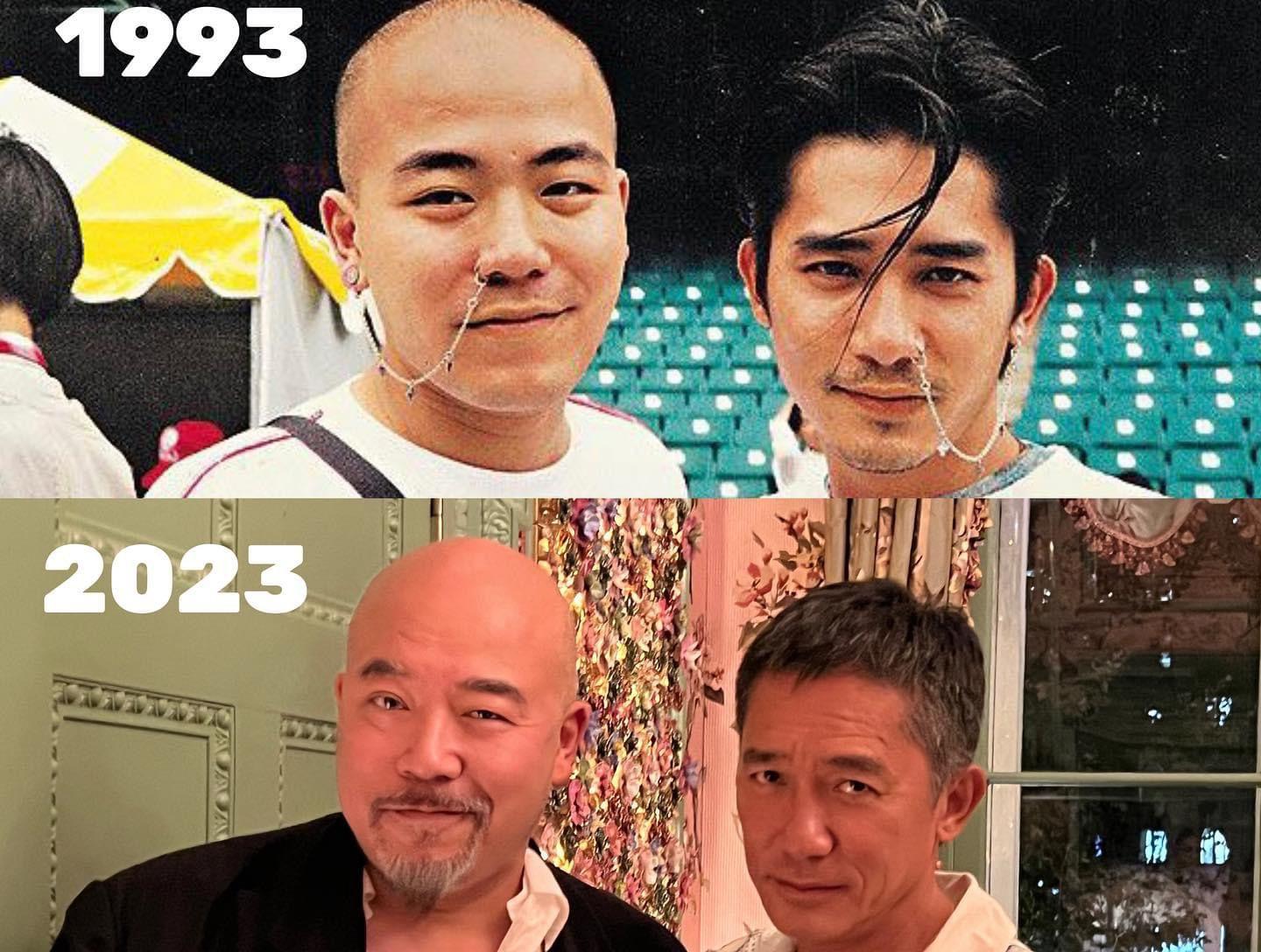 Wyman重溫30年前兩人一同戴上鼻鏈的經典合照。