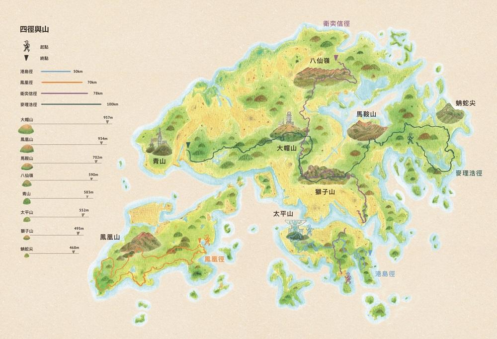 香港山徑主題插畫