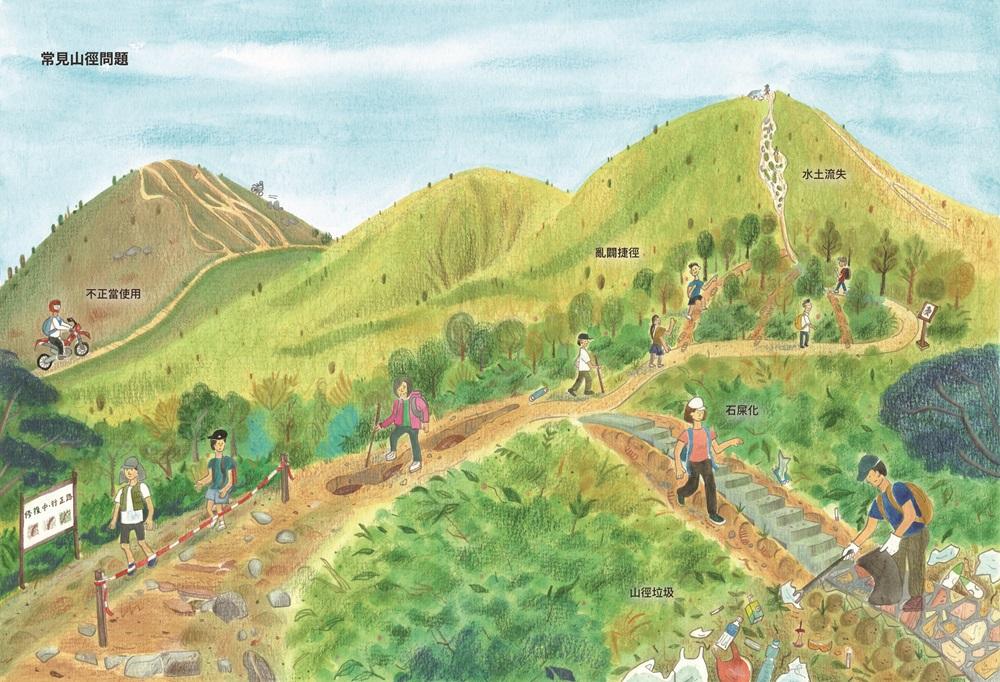 香港山徑主題插畫