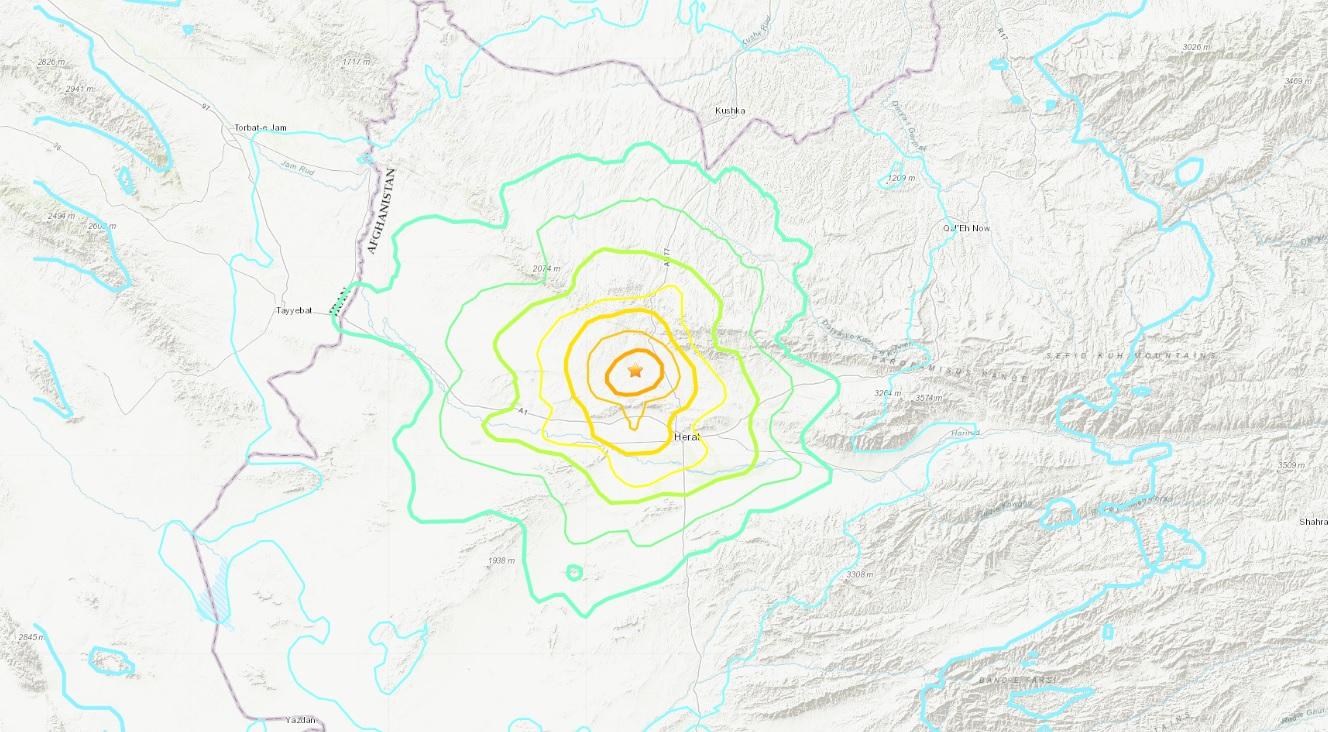 阿富汗再發生6.3級大地震。(美國地質調查局圖片)