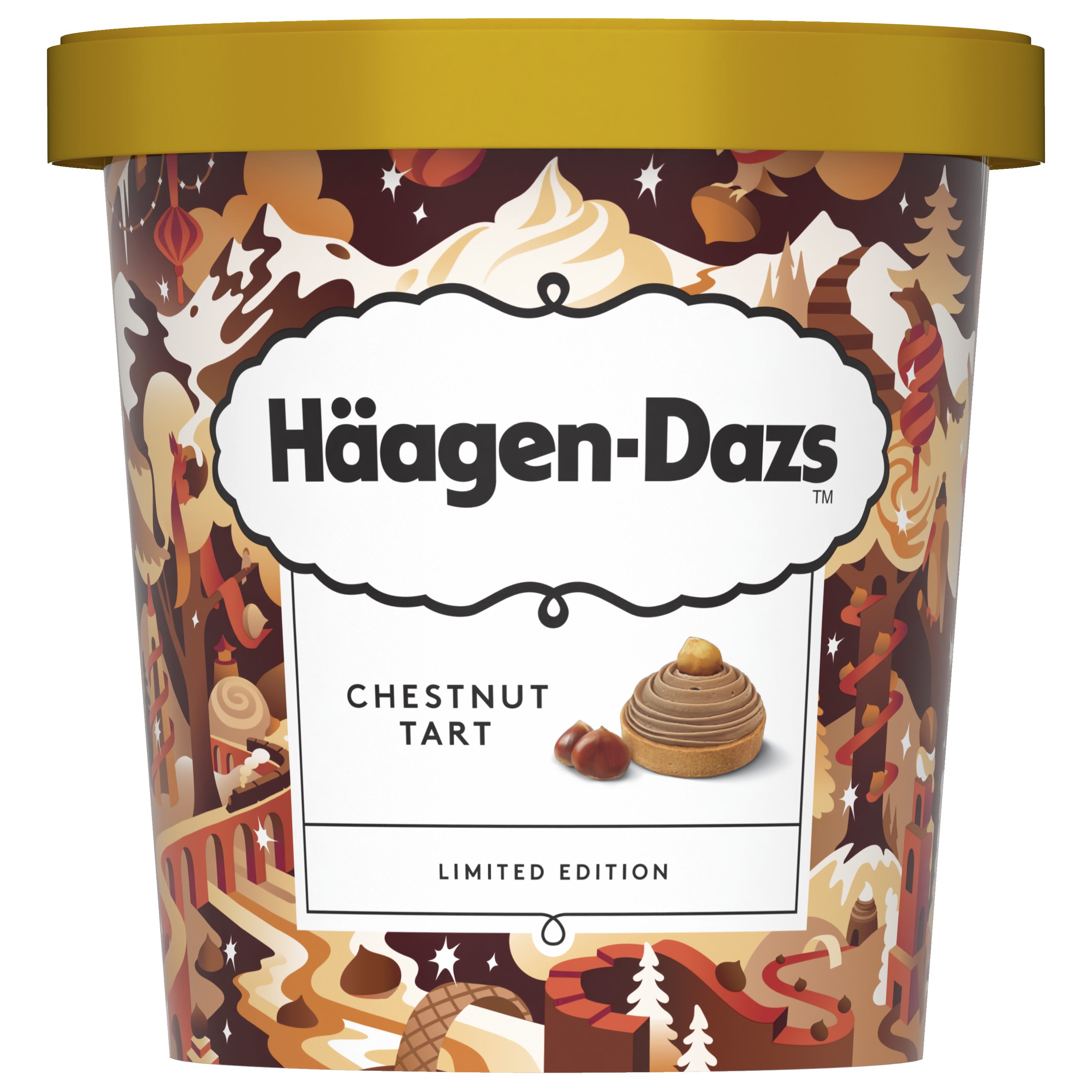 栗子撻雪糕 以精緻的法式栗子撻為靈感, 將濃香栗子醬融合幼滑雪糕, 散發出滿滿的栗子香氣, 雪糕之中加上香脆碎餅粒, 充滿層次的豐富栗子口感, 完美還原出香甜栗子撻的精髓。