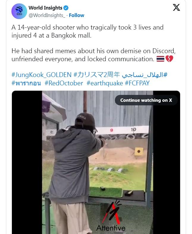 社交網流傳14歲槍手在靶場練槍的影片,但影片其後已刪除。(互聯網)