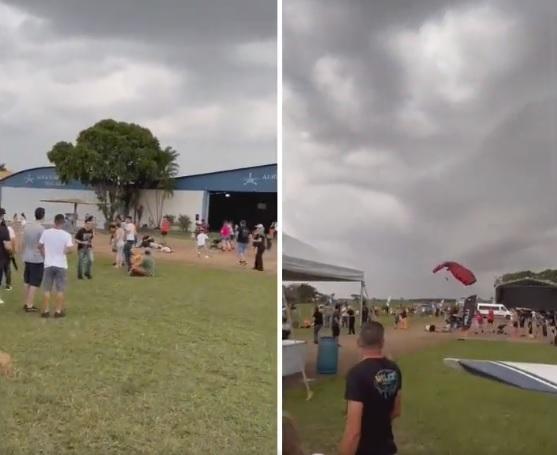 跳傘員猛撞人群。(互聯網)